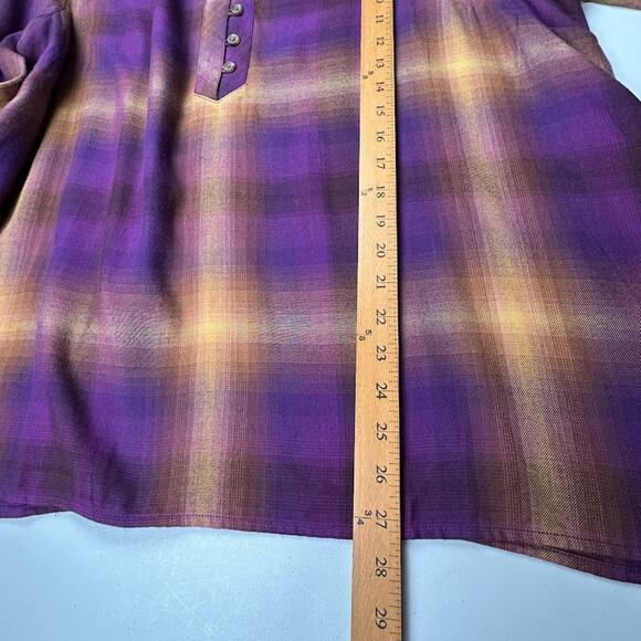 J Jill Top Womens 2X Purple Plaid 3/4 Length Sleeve Preppy Autumn Country - Picture 10 of 12